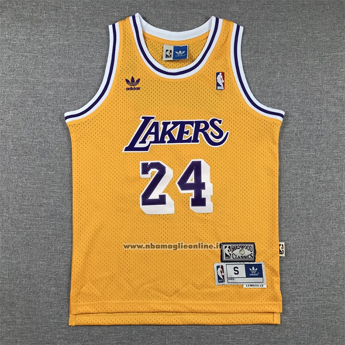 Maglia Bambino Los Angeles Lakers Kobe Bryant No 24 Hardwood Classic Giallo